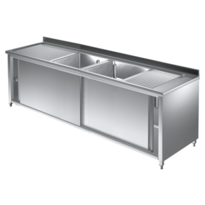 Prismafood Spülschrank 2,0m - 2 Becken mittig L50xB40xT25cm STD