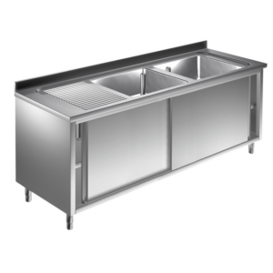 Prismafood Spülschrank 1,6m - 2 Becken rechts L40x50xT25cm STD