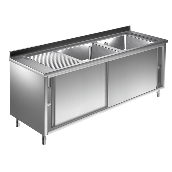 Prismafood Spülschrank 1,8m - 2 Becken rechts L50xB50xT30cm STD