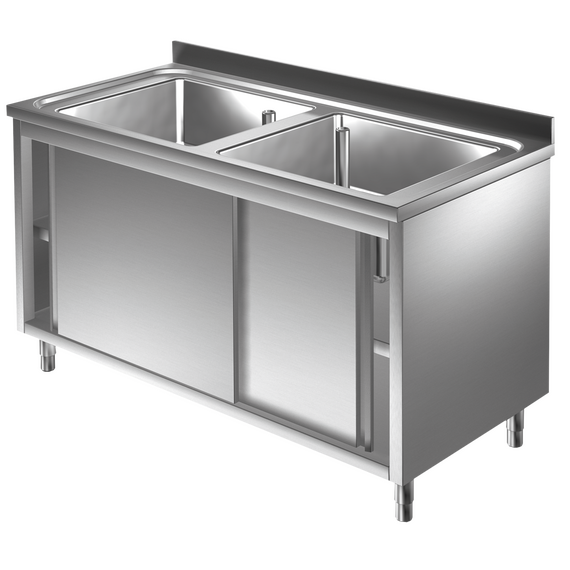 Prismafood Spülschrank 1,4m - 2 Becken mittig L50xB50xT30cm STD