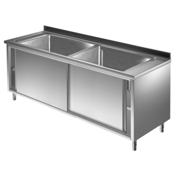 Prismafood Topf - Spülschrank 2,0m - 2 Becken L86xB42xT35cm STD