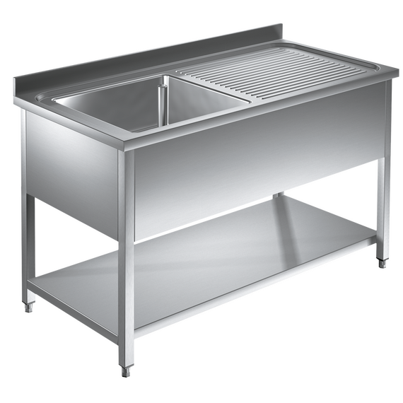 Prismafood Spültisch mit Grundboden 1,2m - 1 Becken links L50xB40xT25cm STD