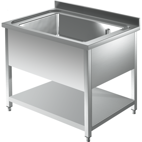 Prismafood Topf - Spültisch mit Grundboden 1,6m-1 Becken L136xB42xT35cm STD