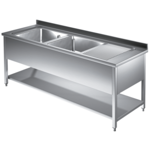 Prismafood Spültisch mit Grundboden 1,6m - 2 Becken links L40xB50xT25cm STD