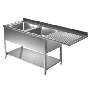 Prismafood Spülmaschinen Spültisch 2,0m - 2 Becken links L50xB40xT25cm STD