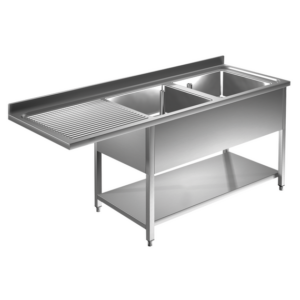 Prismafood Spülmaschinen Spültisch 2,0m-2 Becken rechts L50xB40xT25cm STD