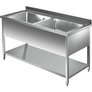 Prismafood Topf - Spültisch mit Grundboden 2,0m - 2 Becken L86xB42xT35cm STD