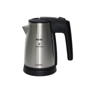 Aliseo Mini Wasserkocher - gebürstetes Chrom/schwarz, 500 ml