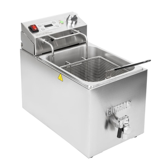 Buffalo Einzelne elektrische Fritteuse mit Timer 8Ltr