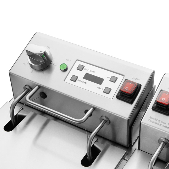 Buffalo Doppelfritteuse mit Timer 2x8Ltr