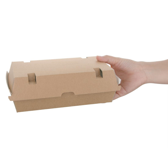 Fiesta Compostable kompostierbare Menüboxen mit Klappdeckel aus Kraftpapier groß 204mm (100 Stück)
