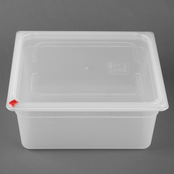 Hygiplas Click PP GN-Behälter 2/3 mit Deckel & 7 farbigen Clips 150mm 12Ltr (4 Stück)