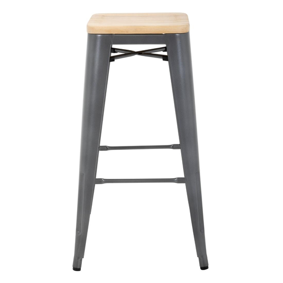 Bolero Bistro Barhocker aus Stahl mit Holzsitz - grau (4 Stück)