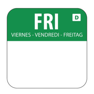 Hygiplas Selbstauflösende Lebensmittelrotationsetiketten Freitag (1000 Stück)