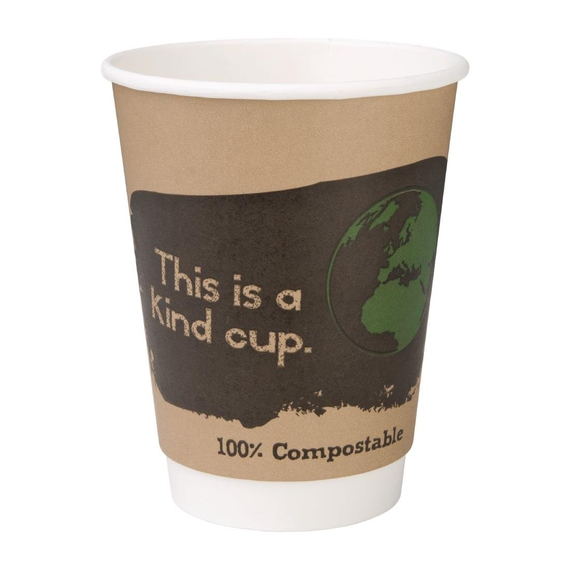 Fiesta Compostable Kompostierbare Heißgetränkebecher doppelwandig 35,5cl (500 Stück)
