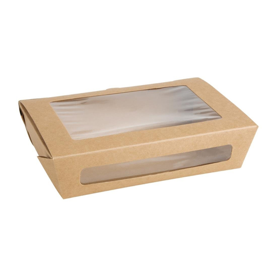 Fiesta Recycelbare Salatbox mit PET-Fenster 1200ml (Packung mit 150 Stück)