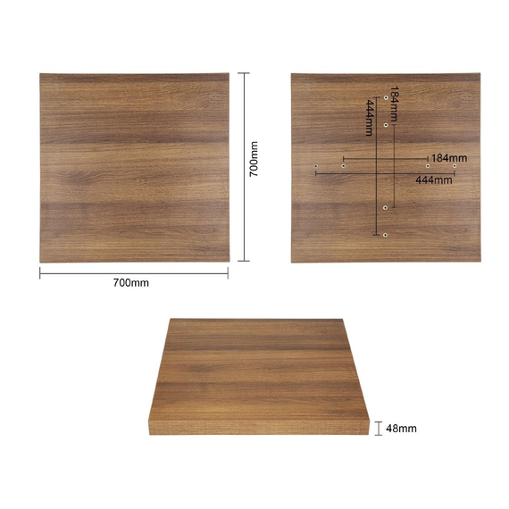 Bolero quadratische Tischplatte Eiche rustikal 70cm