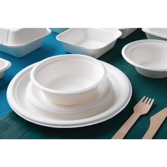 Fiesta Compostable kompostierbare Zuckerrohrteller 26cm (50 Stück)