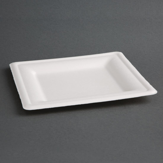 Fiesta Compostable kompostierbare Teller aus Bagasse quadratisch 26,1cm (50 Stück)