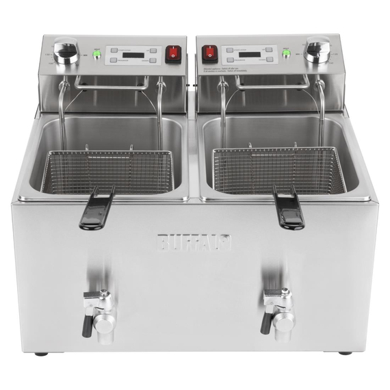 Buffalo Doppelfritteuse mit Timer 2x8Ltr
