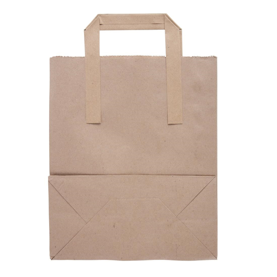 Fiesta Recycelbare flache braune Papiertragetaschen mittel (250 Stück)