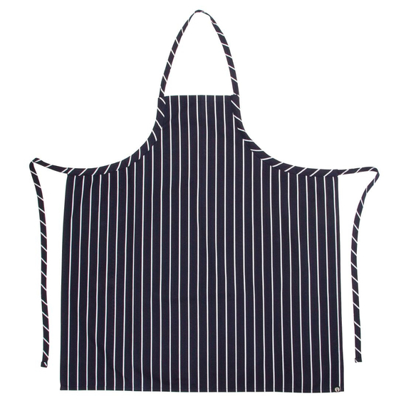 Chef Works Premium Woven Bib Apron Marineblau und Weiß gestreift