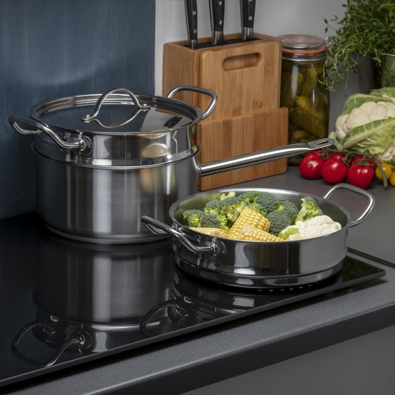 Vogue Kochen wie die Profis Set mit 5L Stieltopf und 2x Dampfgareinsatz