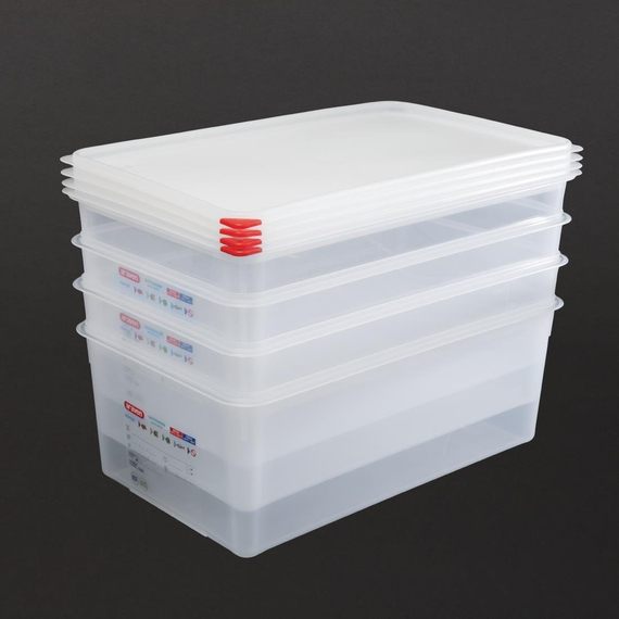 Araven Polypropylen 1/1 Gastronorm Lebensmittel-Aufbewahrungsbox 28Ltr (4 Stück)