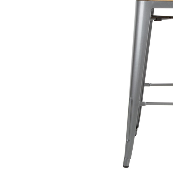Bolero Bistro Hochbarstuhl mit Holzsitz grau (4 Stück)