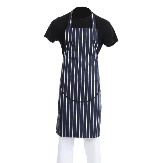 Whites Latzschürze mit Tasche blau-weiß gestreift