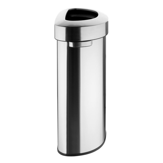 Bolero 'D' Form Gebürsteter Stahl Mülleimer mit offenem Deckel 86Ltr