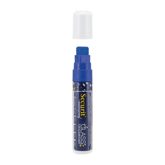 Securit Wasserfester Kreidemarker (Glas + Kreidetafel) in blau 7-15mm Spitze