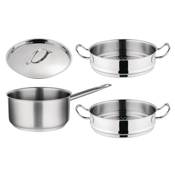 Vogue Kochen wie die Profis Set mit 5L Stieltopf und 2x Dampfgareinsatz
