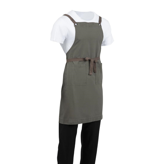 Southside Baumwoll-Canvas Latzschürze Khaki