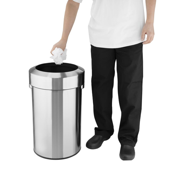 Bolero Gebürsteter Stahlbehälter mit offenem Deckel 70Ltr