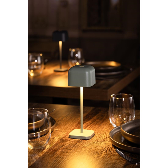 Olympia Lucca Tischlampe Quadratkuppel Salbei 200mm