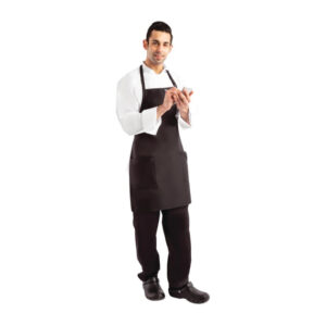 Chef Works Latzschürze mit zwei aufgesetzten Taschen in Schwarz