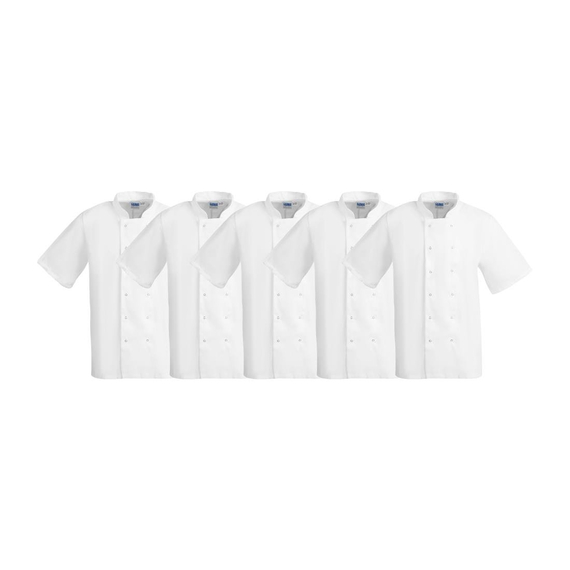 Whites Boston Unisex Kurzarm Kochjacke Weiß M (5 Stück)