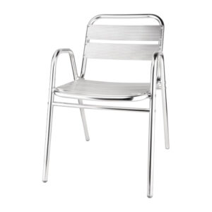 Bolero Bistrostühle mit Unterarmlehne Aluminium (4 Stück)