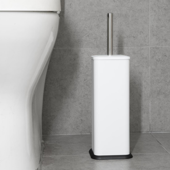 Jantex quadratische Toilettenbürste und Halter - Weiß
