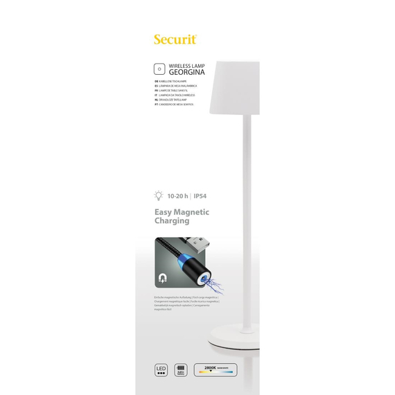 Securit Weiße dimmbare LED-Tischleuchte Georgina inkl. magnetischem Ladekabel