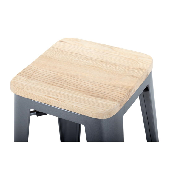 Bolero Bistro Barhocker aus Stahl mit Holzsitz - grau (4 Stück)