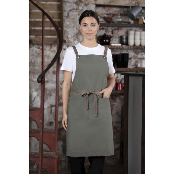 Southside Baumwoll-Canvas Latzschürze Khaki