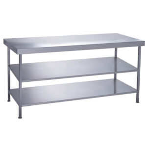 Parry Vollverschweißter Mitteltisch aus Edelstahl mit 2 Unterböden 1200 x 600 mm