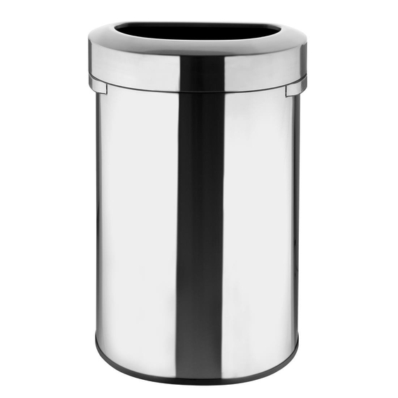 Bolero 'D' Form Gebürsteter Stahl Mülleimer mit offenem Deckel 86Ltr