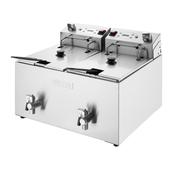 Buffalo Doppelfritteuse mit Timer 2x8Ltr