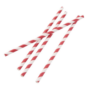 Fiesta Compostable Kompostierbare Papiertrinkhalme rot geringelt (250 Stück)