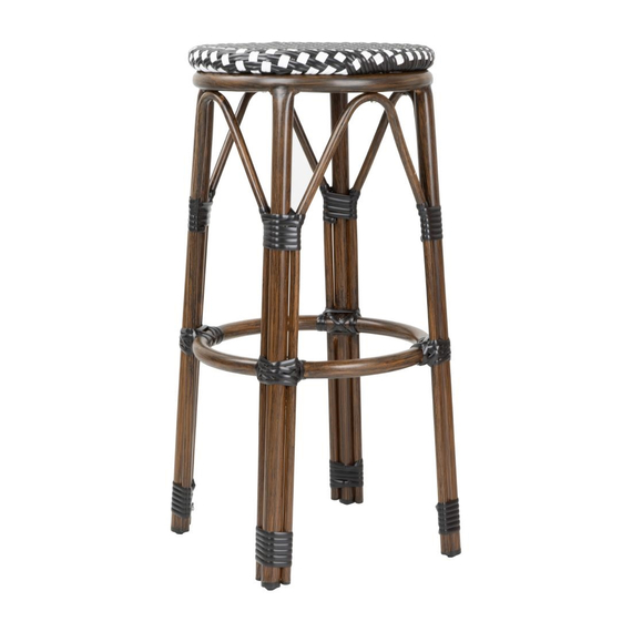 Bolero Pariser Stil PE Rattan Barhocker Schwarzer Punktmix (2 Stück)