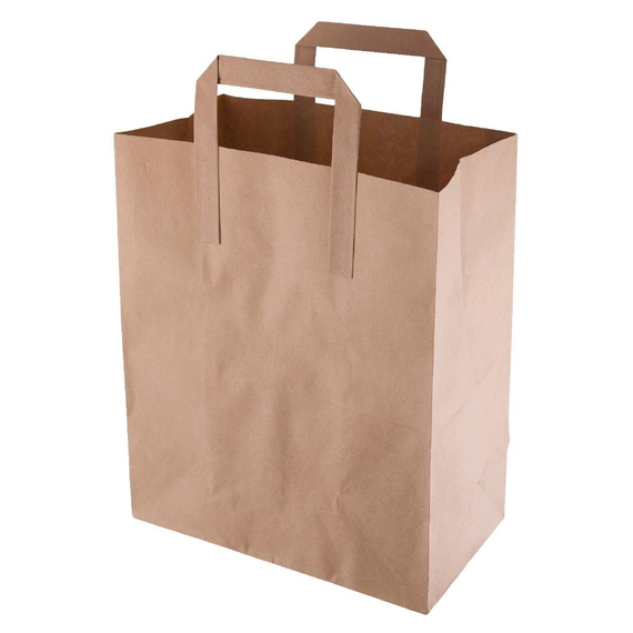 Fiesta Recycelbare flache braune Papiertragetaschen mittel (250 Stück)