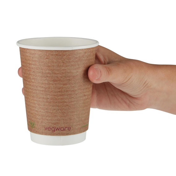 Vegware Kompostierbare doppelwandige Heißgetränkebecher 340ml (500 Stück)